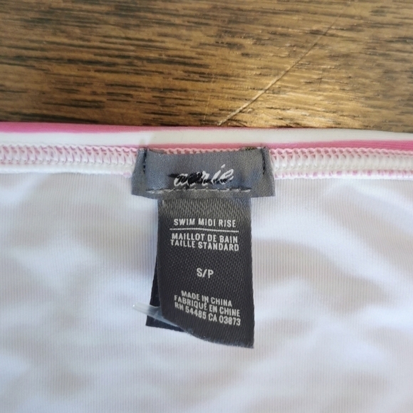 𝅺Aerie Bikini Bottom Midi-Rise Pink White Striped New Small Sm - Picture 3 of 5